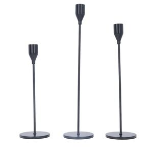 Set of Three Black Metal Candle Holders